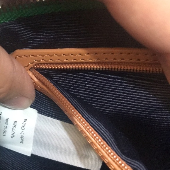 J Crew NWOT Green Polka Dot Silk Metal Chain Handle Mini Handbag - Picture 7 of 9